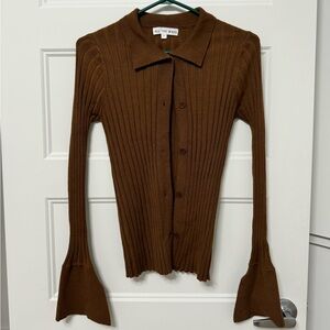 All The Ways Brandy Button Front Sweater